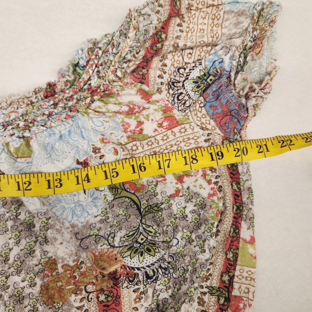 Y2k American Rag L Floral Print Off Shoulder Smocked Waist Boho Blouse Top - Picture 8 of 9